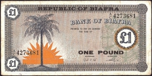 Biafra N.D. 1 Pound. Banknote