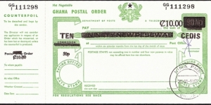 Ghana 1995 10 Cedis postal order. Banknote