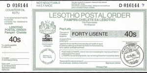 Lesotho 1996 40 Lisente postal order. Banknote