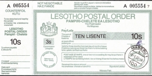 Lesotho 1987 10 Lisente postal order. Banknote