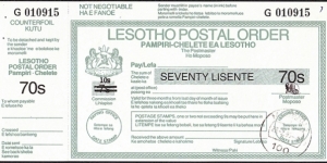 Lesotho 1995 70 Lisente postal order. Banknote