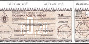 Ciskei 1991 20 Cents postal order. Banknote