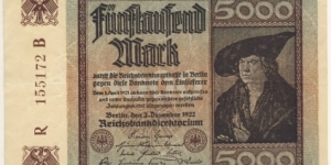 5000 Mark(Weimar Republic 1922) Banknote