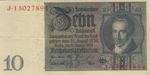 10 Reichsmark(Weimar Republic 1929) Banknote