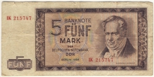 5 Mark(East Germany 1964) Banknote