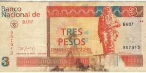 3 Pesos(convertibles) Banknote