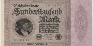 100.000 Mark(Weimar Republic 1923) Banknote