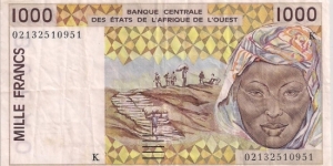 1000 Francs , The Central Bank of West African States is a central bank serving the eight west African countries (BCEAO) Serial K Senegal Banknote