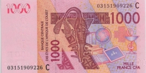 1000 Francs , The Central Bank of West African States is a central bank serving the eight west African countries (BCEAO) Serial C Burkina Faso Banknote