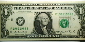 US FRN 2006 1 Dollar Atlanta district Tombstone  Sn: F19811986B Banknote