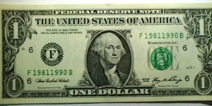US FRN 2006 1 Dollar Atlanta district Tombstone SN: F19811990B Banknote