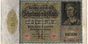 10'000 Mark__pk# 70__(H)__19.01.1922 Banknote