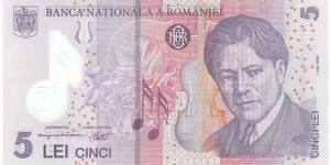 Romania 5 Lei (polymer). Banknote for SWAP/SELL. SELL PRICE IS: $3.0 Banknote