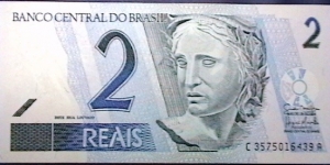 Brazil 2001- 2 Reais P 249  Banknote