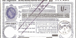 England 1961 1 Shilling postal order. Banknote