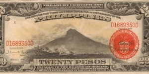 PI-85b RARE Philippine 20 Peso U.S. War Department note in series. 1-3. Banknote