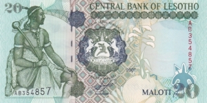 Lesotho P16f (20 maloti 2007) Banknote