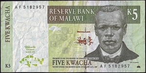 Malawi 1997 5 Kwacha.

Cut off-centre. Banknote