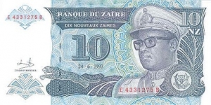 Mobutu Seseko. 1993
10 Zaires Banknote