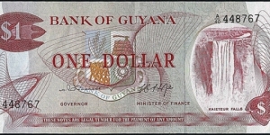 Guyana N.D. 1 Dollar.

Serial number printed unevenly. Banknote