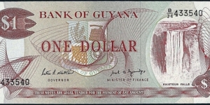 Guyana N.D. 1 Dollar.

'4' in top serial number hanging down. Banknote