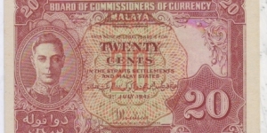 MALAYSIA / MALAYA : 20CENT (PREFIX 2) Banknote