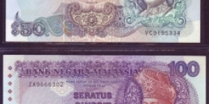 50 & 100 RINGGIT 5TH SERIES SIGNED BY AZIZ TAHA Banknote