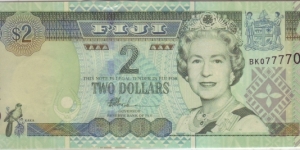 2 DOLLAR with radar number 077770 Banknote