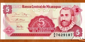 Nicaragua |
5 Centavos, 1991 |

Obverse: Francisco Hernández de Córdoba |
Reverse: National coat of arms and Plumeria flower (in Nicaragua known as Sacuanjoche) Banknote