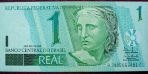 Banco Central do Brasil |
1 Real |

Obverse: Effigy The Republic, portrayed as a bust |
Reverse: Sapphire-spangled Emerald Hummingbird and Beija-flor |
Watermark: Flag of Brazil Banknote