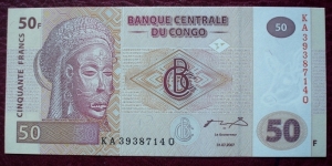 Banque Centrale du Congo |
50 Francs |

Obverse: Tshokwe mask 