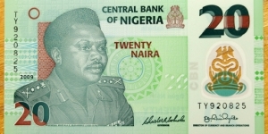 Central Bank of Nigeria |
20 Náírà/Naịra |

Obverse: General Murtala Ramat Muhammed (1938-1976) |
Reverse: Clay pot maker |
Window: Central Bank of Nigeria logo Banknote