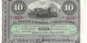 10 Pesos(overprinted with PLATA 1896) Banknote