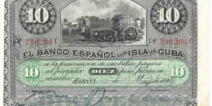 10 Pesos(Handwritten date and month, handstamped signature 1896) Banknote