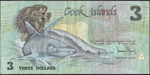 Cook Islands N.D. 3 Dollars.

Low serial number - Same numbered set. Banknote