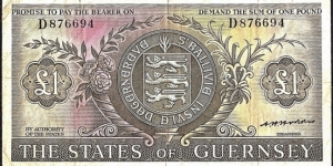 Guernsey N.D. 1 Pound. Banknote