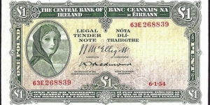 Ireland 1954 1 Pound. Banknote