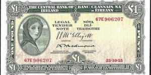Ireland 1955 1 Pound. Banknote