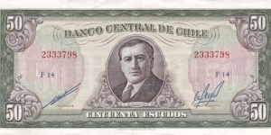 Chile P140b (50 escudos ND 1962-) Banknote