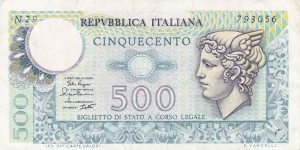 Italy P94 (500 lire 2/4-1979) Banknote