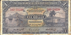 Trinidad & Tobago 1943 1 Dollar. Banknote