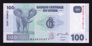 Congo Democratic Republic 2007 P-NEW 100 Francs Banknote