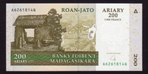 Madagascar 2004 P-87 200 Ariary Banknote