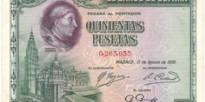 500 Pesetas(1928) Banknote