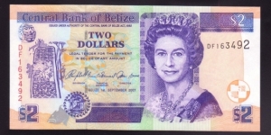 Belize 2007 P-66c 2 Dollars Banknote