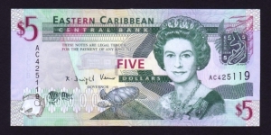East Caribbean States 2008 P-47 5 Dollars Banknote