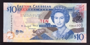 East Caribbean States 2008 P-48 10 Dollars Banknote
