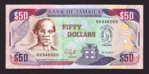 Jamaica 2010 P-NEW 50 Dollars Banknote