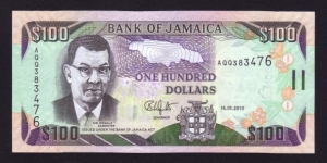 Jamaica 2010 P-NEW 100 Dollars Banknote