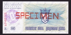 Banknote from Bosnia